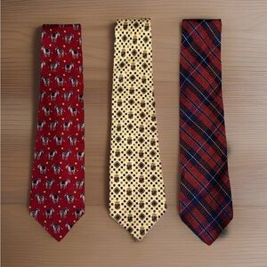 Vtg Collection of 3 Tommy Hilfiger Stylish Red, Yellow, and Plaid Ties - EUC